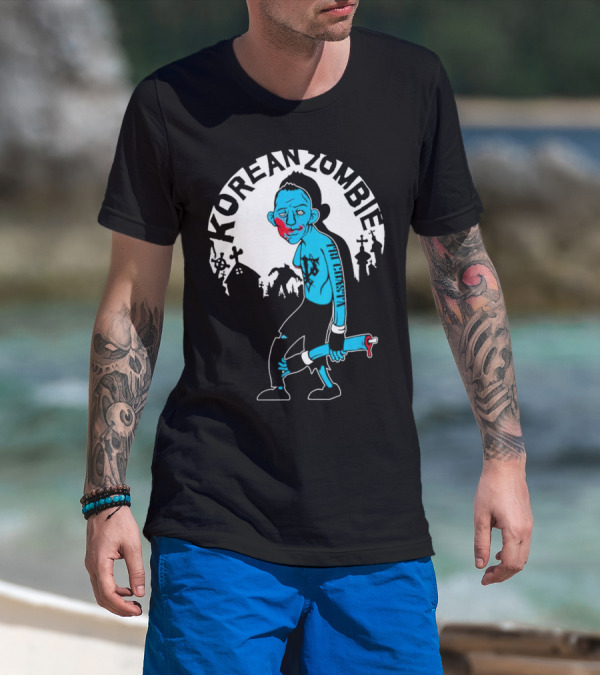 Tri-Coasta Korean Zombie Fighter With Cemetery Background T-Shirt