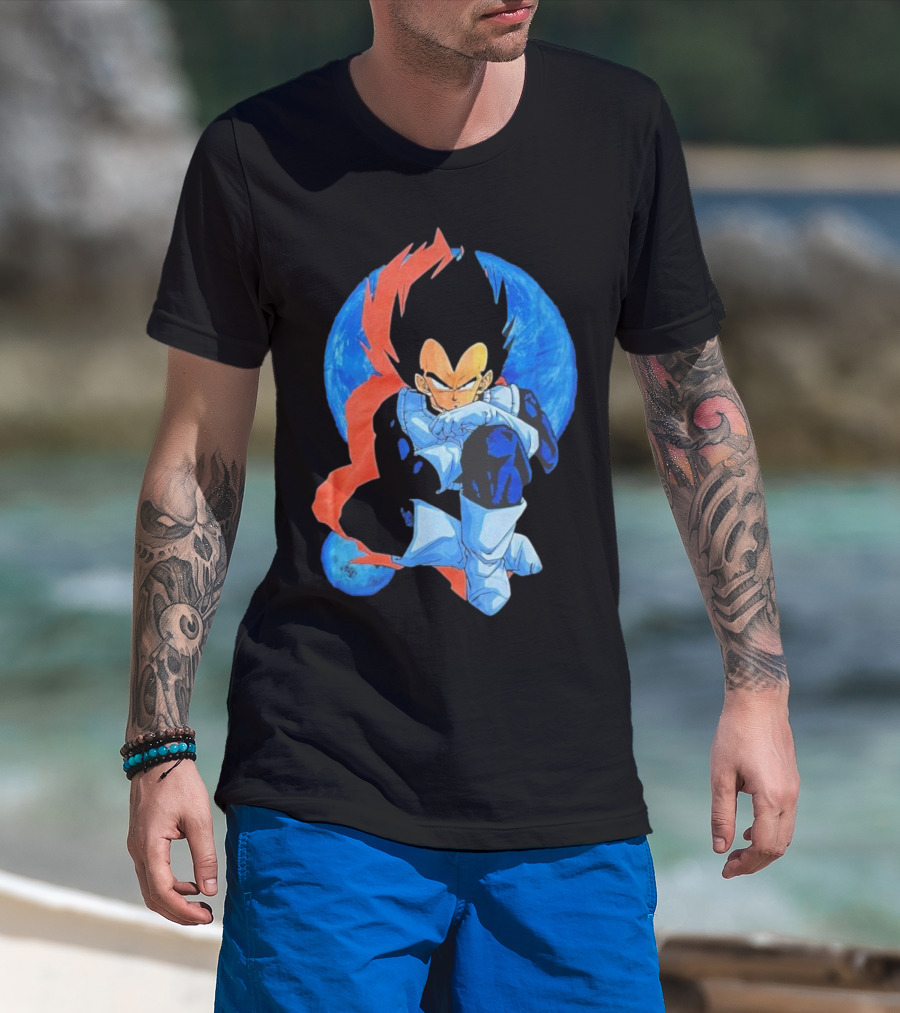 Vegeta Jobber Saiyan Warrior Anime Character Sitting Pose Dragon Ball Z T-Shirt