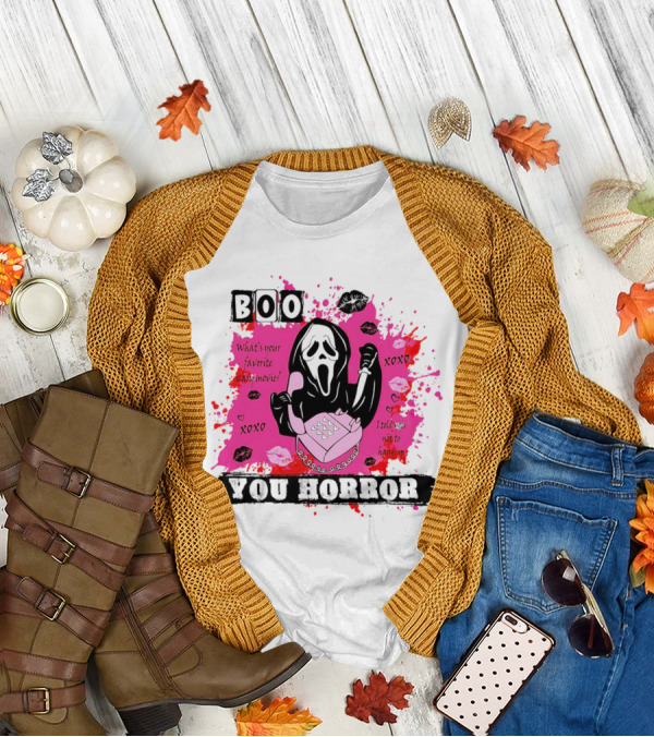 Boo You Horror Ghostface What's Your Favorite Scary Movie XOXO I Told You Not To Hang Up Halloween T-Shirt