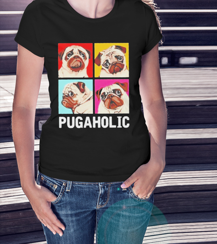 Pug Dog Pop Art Pugaholic T-Shirt