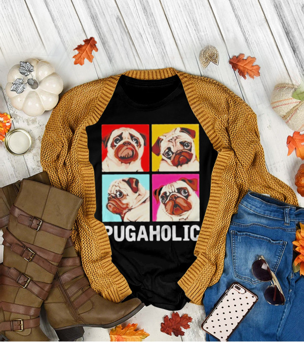 Pug Dog Pop Art Pugaholic T-Shirt