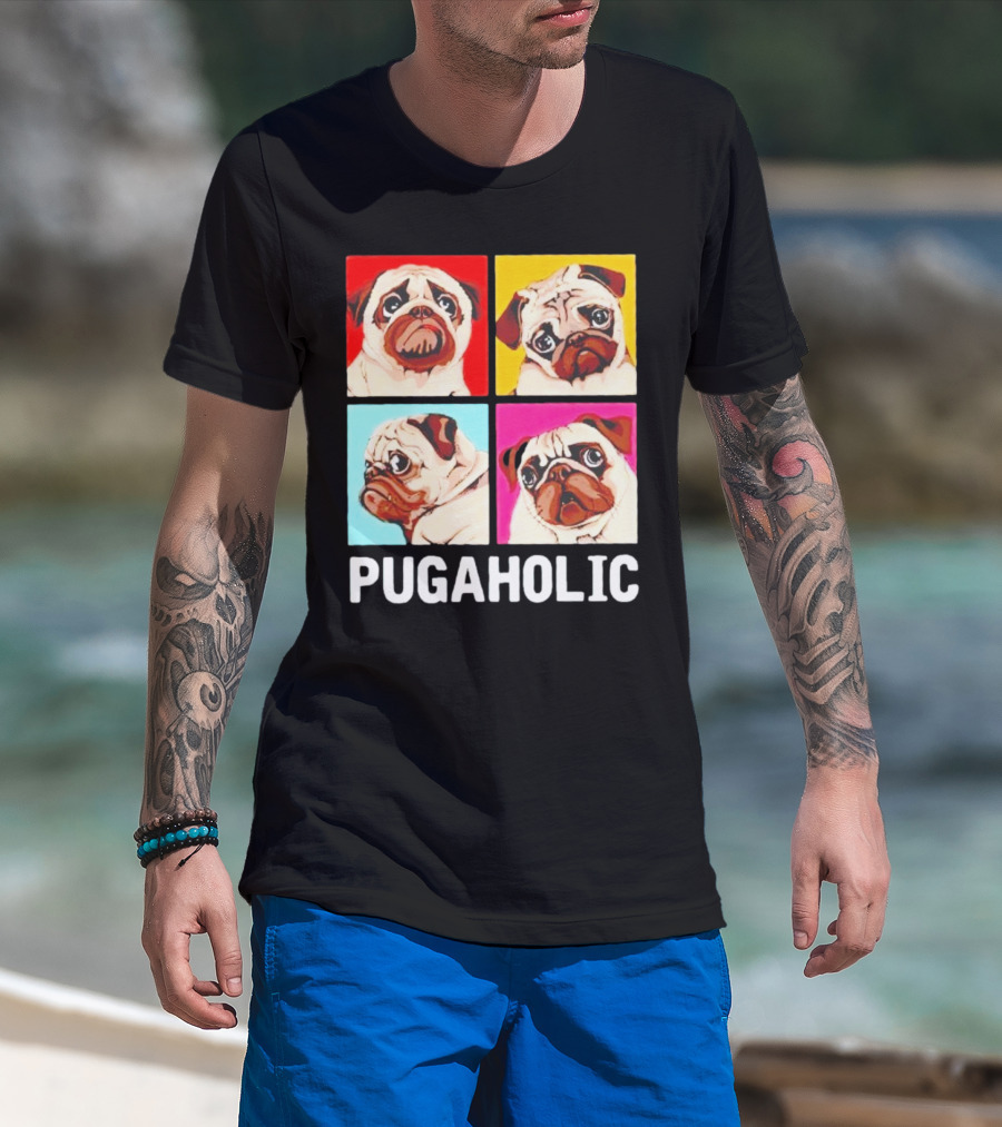 Pug Dog Pop Art Pugaholic T-Shirt