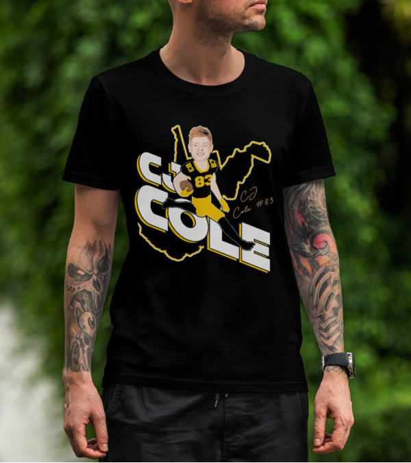 CJ Cole #83 West Virginia Football Player Caricature Signature T-Shirt