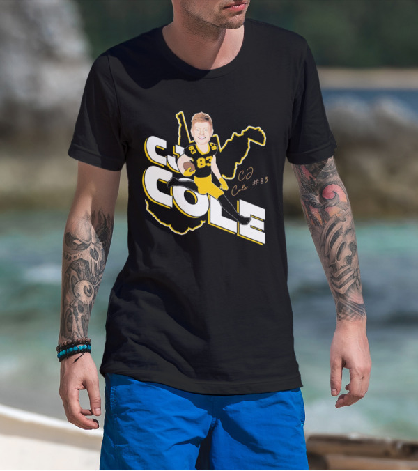 CJ Cole #83 West Virginia Football Player Caricature Signature T-Shirt