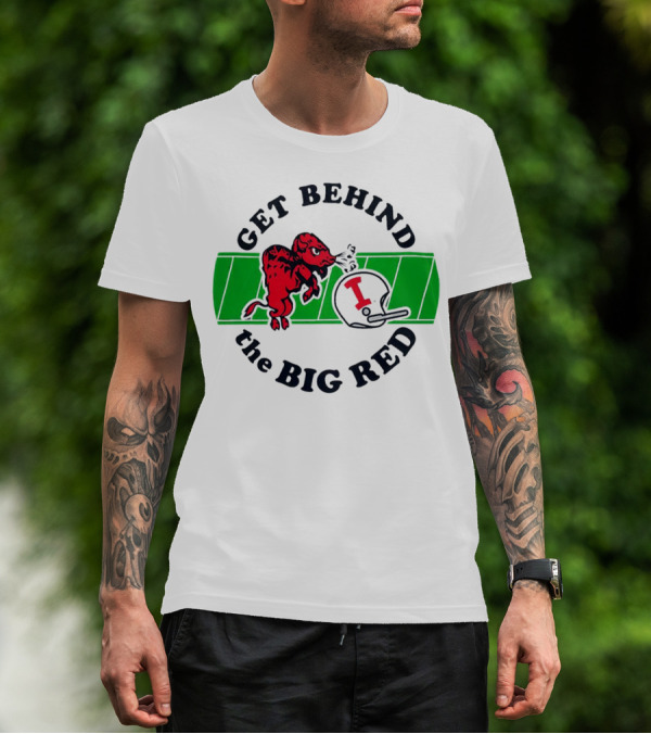 Get Behind The Big Red Indiana Hoosiers Football Helmet And Dog T-Shirt
