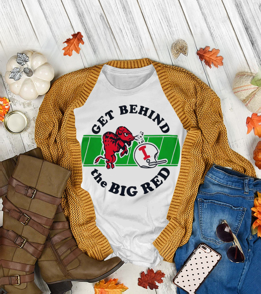 Get Behind the Big Red Indiana Hoosiers Football Helmet and Dog T-Shirt