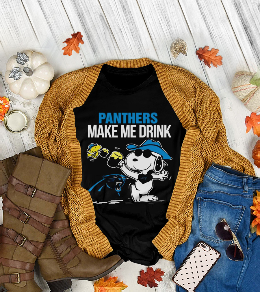Panthers Make Me Drink Snoopy Iconic Football Fun T-Shirt