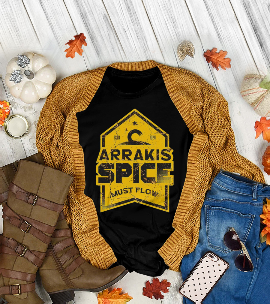 Arrakis Spice Must Flow Vintage 10191 Logo Badge T-Shirt
