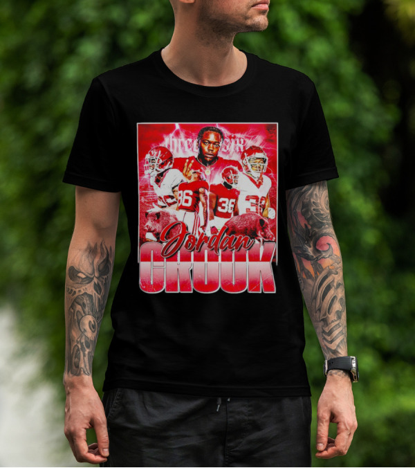 Jordan Crook Arkansas Razorbacks Football Vintage Collage T-Shirt