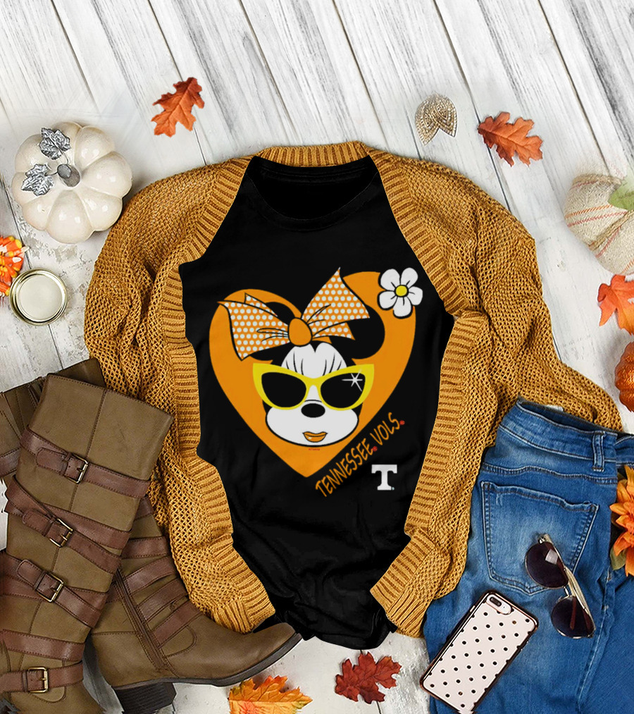 Minnie Mouse Tennessee Vols Heart and Sunglasses Fan T-Shirt