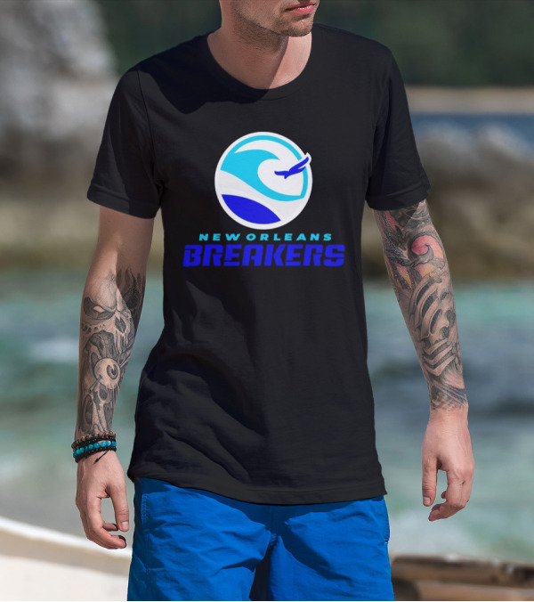 New Orleans Breakers Authentic Sideline Wave Logo Sportswear T-Shirt