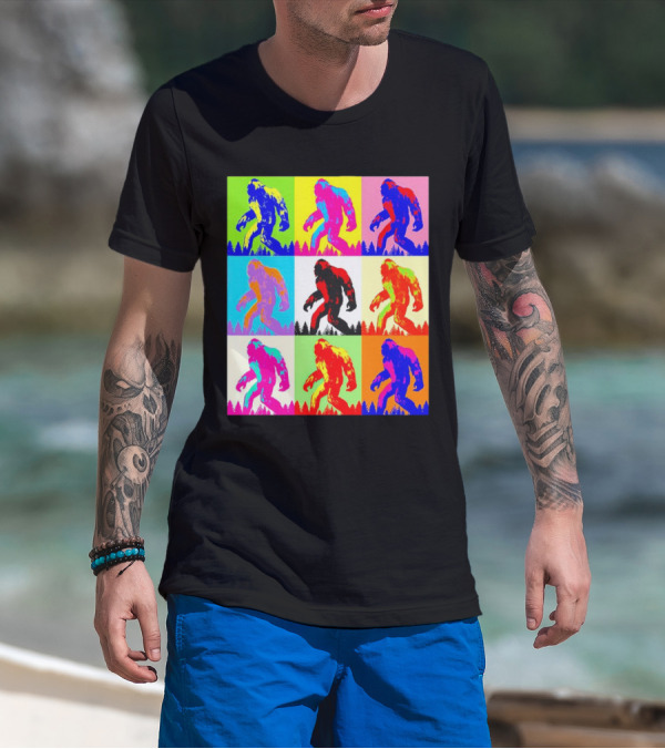 Retro Pop Art Bigfoot Sasquatch Collage T-Shirt