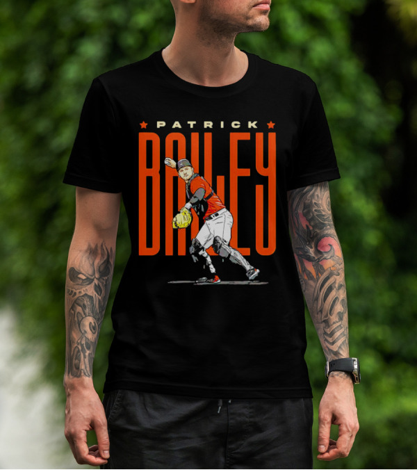 Patrick Bailey Baseball Player Illustration With Orioles Colors T-Shirt