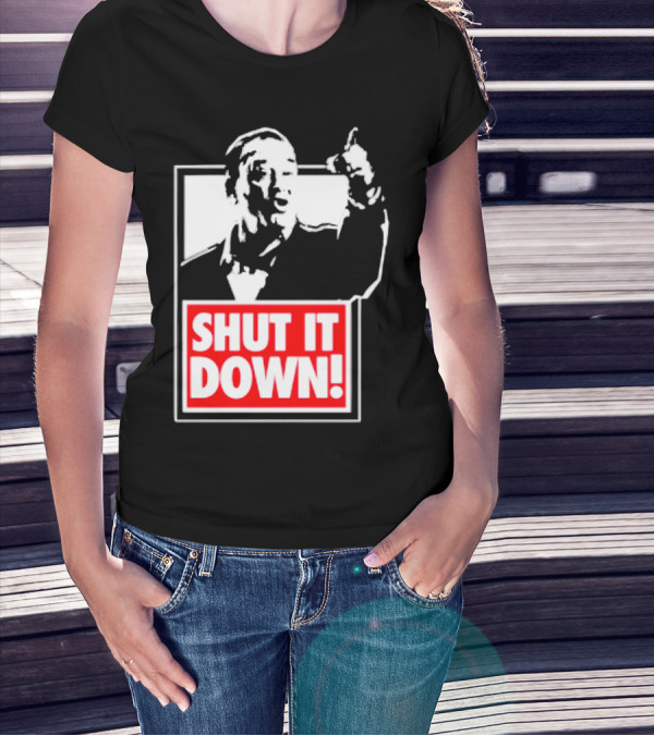 SHUT IT DOWN Meme Bold Red And White Iconic T-Shirt