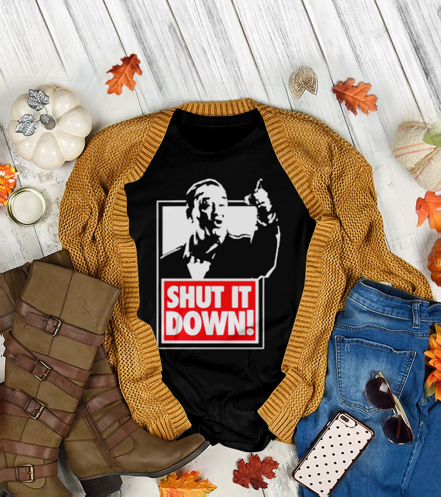 SHUT IT DOWN Meme Bold Red and White Iconic T-Shirt
