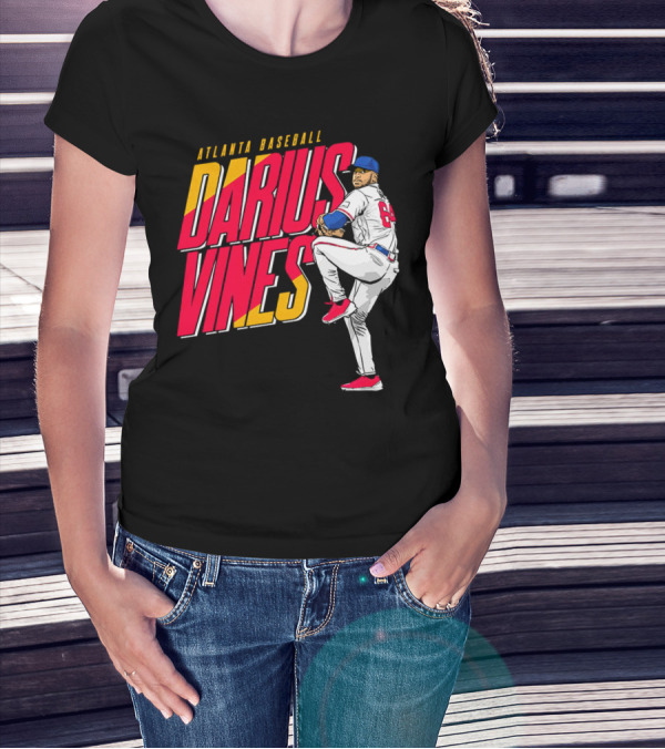 Atlanta Baseball Darius Vines 64 Pitching Action T-Shirt