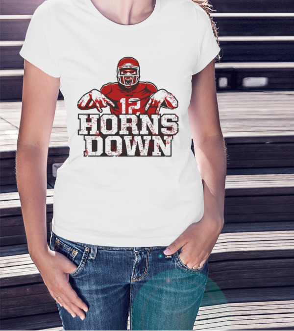 Horns Down 12 Houston Cougars Football T-Shirt