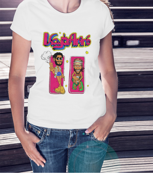 Kaytramine Smoking Drinking Cartoon Characters Relaxing T-Shirt