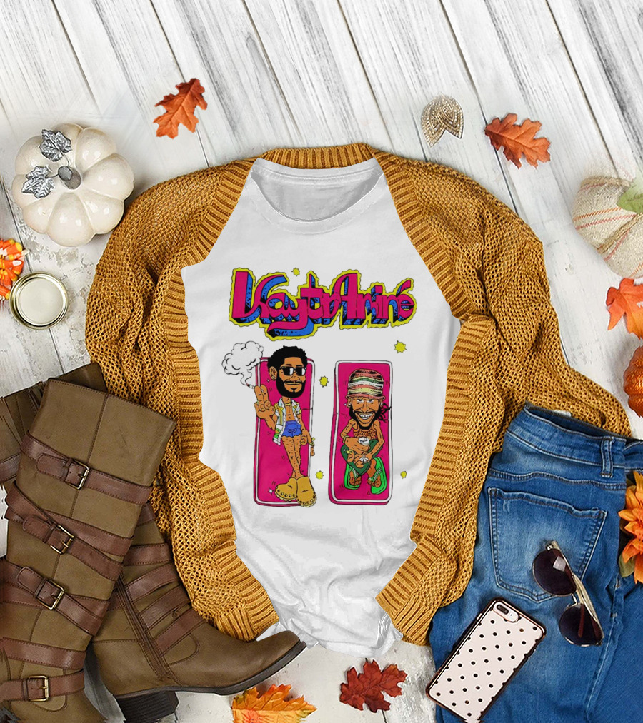 Kaytramine Smoking Drinking Cartoon Characters Relaxing T-Shirt