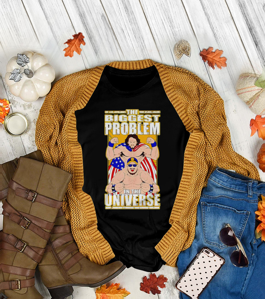 The Biggest Problem in the Universe with American Flag and Wrestler T-Shirt