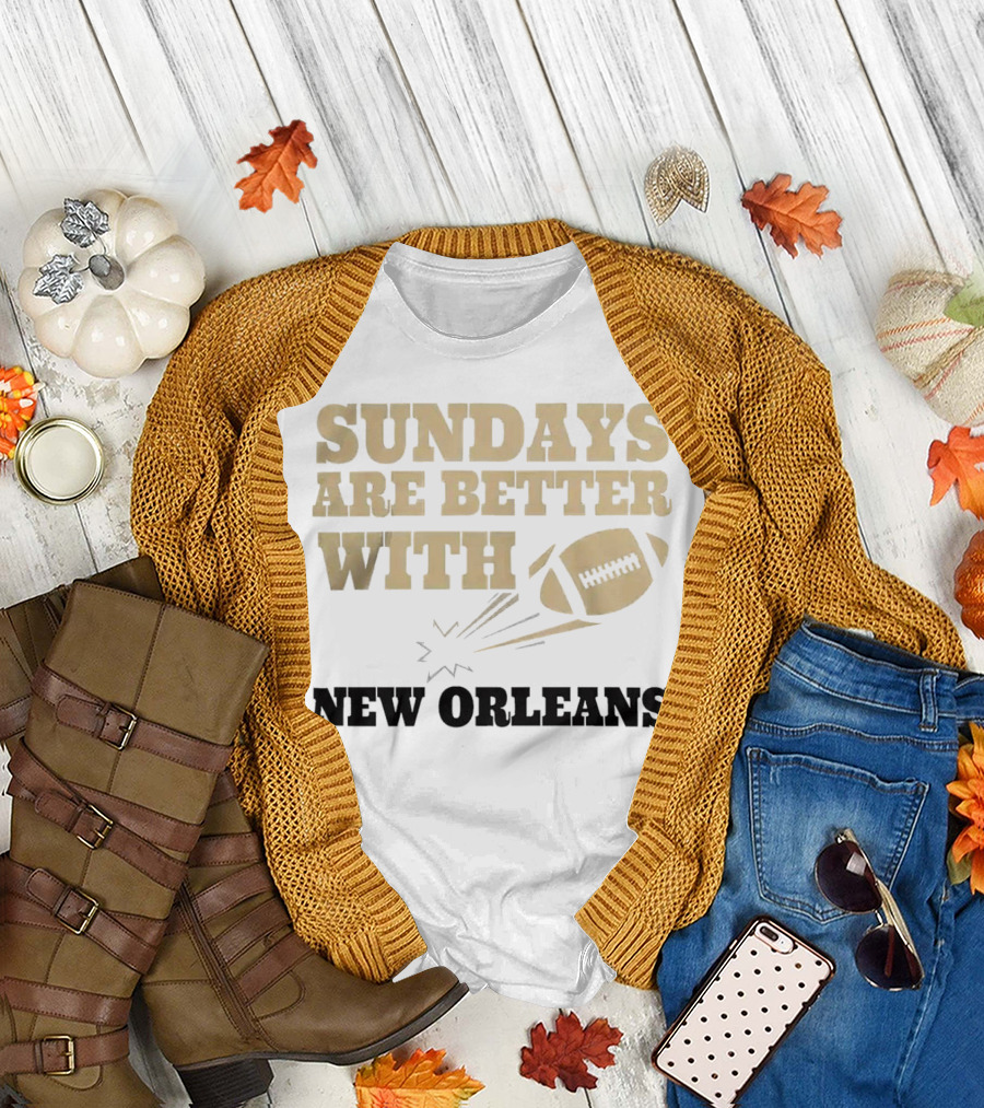 Sundays Are Better with New Orleans Saints Football and Flying Football T-Shirt