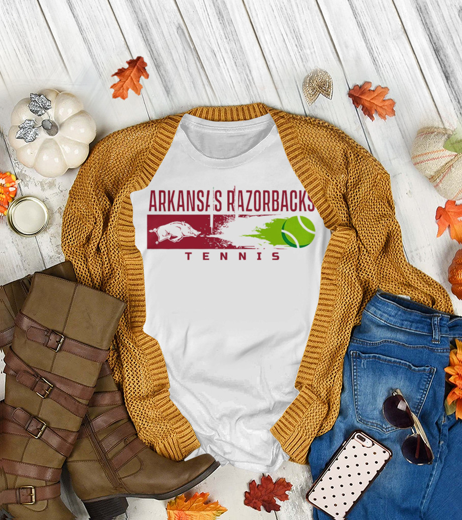 Arkansas Razorbacks Tennis Neon Green Ball and Hog T-Shirt