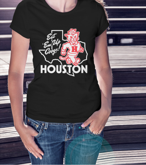 Houston Cougars Eat 'Em Up Coogs Texas State Mascot T-Shirt