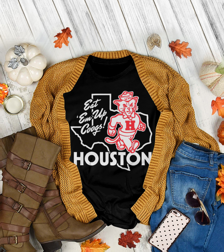 Houston Cougars Eat 'Em Up Coogs Texas State Mascot T-Shirt
