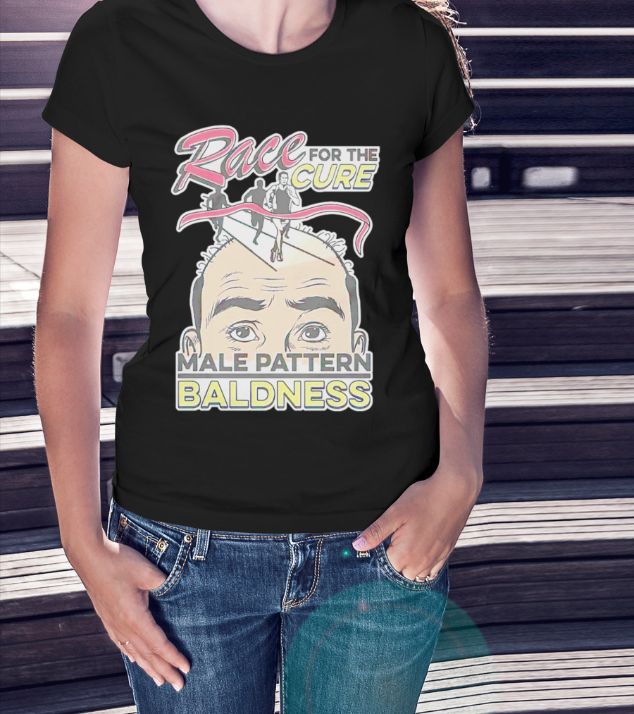 Race For The Cure Male Pattern Baldness Bald Head Runners T-Shirt
