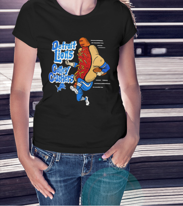 Detroit Lions Coney Crushers Football Hot Dog Dash T-Shirt