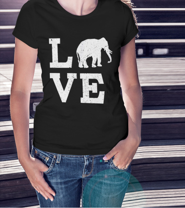 Love Elephant Vintage Style Animal T-Shirt