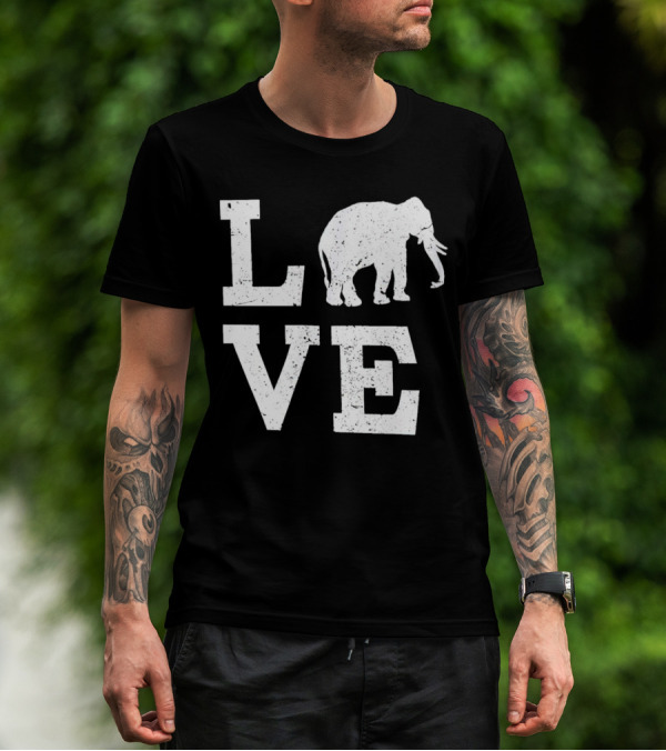 Love Elephant Vintage Style Animal T-Shirt
