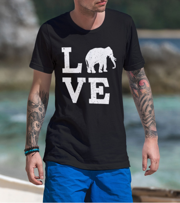 Love Elephant Vintage Style Animal T-Shirt