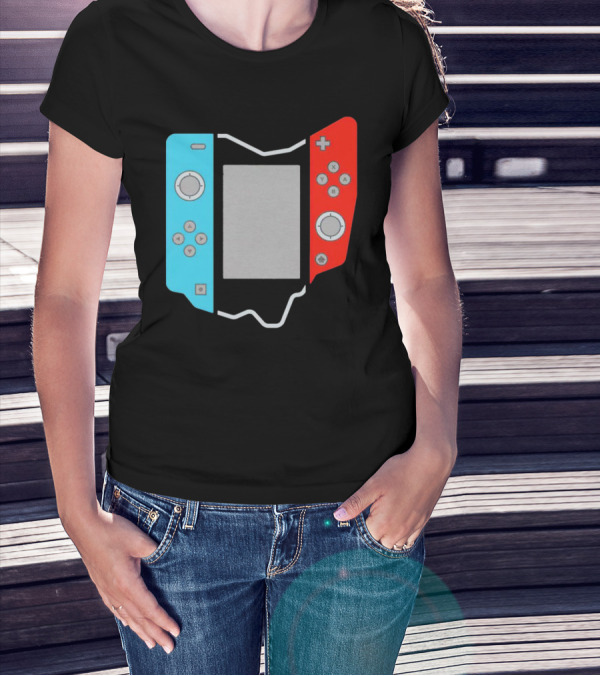 Ohio Gamepad Outline With Blue And Red Controller T-Shirt