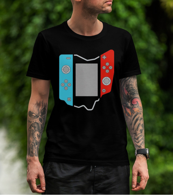 Ohio Gamepad Outline With Blue And Red Controller T-Shirt