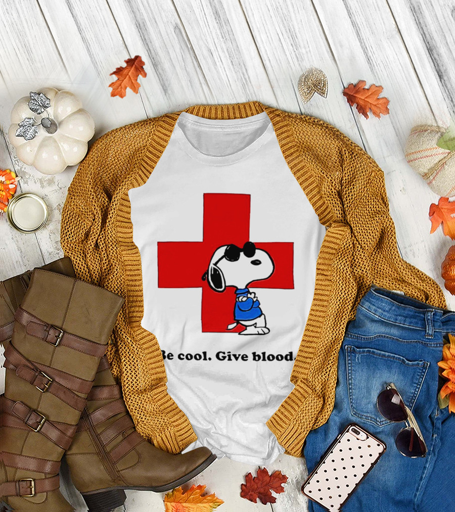 Snoopy Be Cool Give Blood Peanuts Red Cross T-Shirt