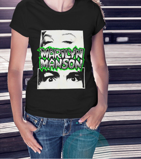Marilyn Manson Face Illusion With Eyes Contrast T-Shirt