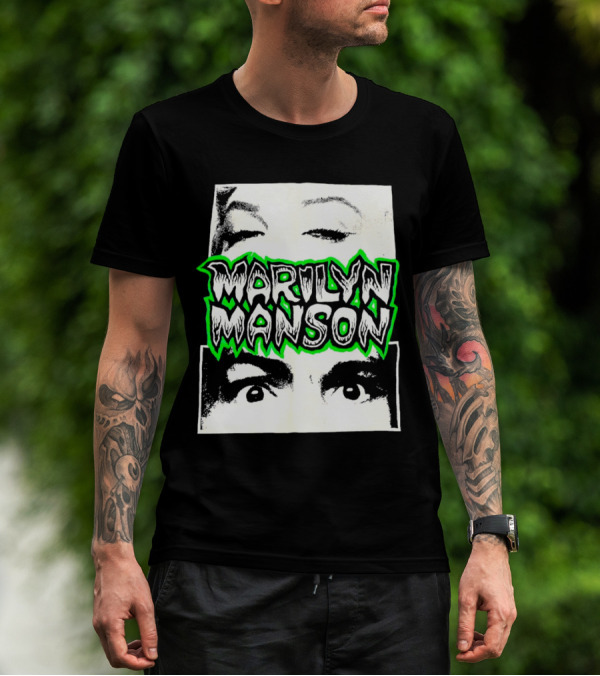 Marilyn Manson Face Illusion With Eyes Contrast T-Shirt