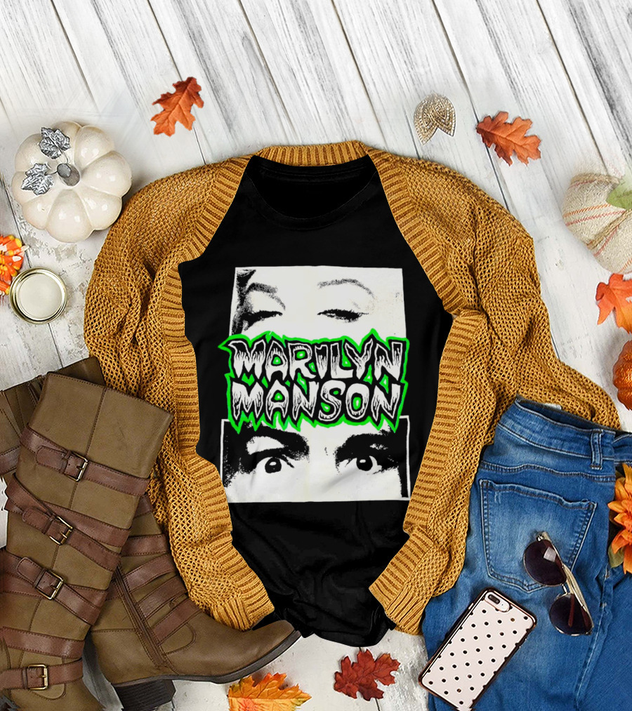 Marilyn Manson Face Illusion with Eyes Contrast T-Shirt