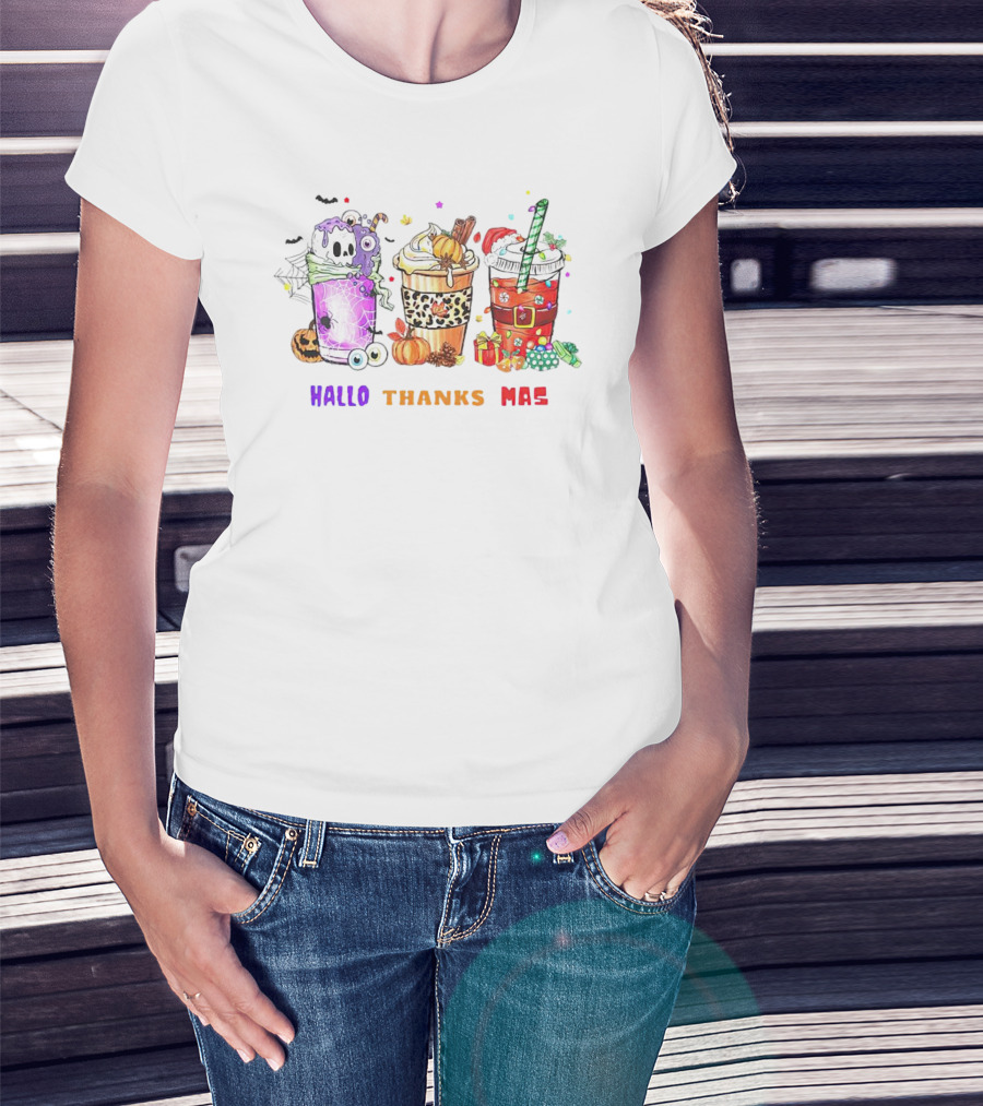 Coffee Halloween Thanksgiving Christmas Hallo Thanks Mas T-Shirt