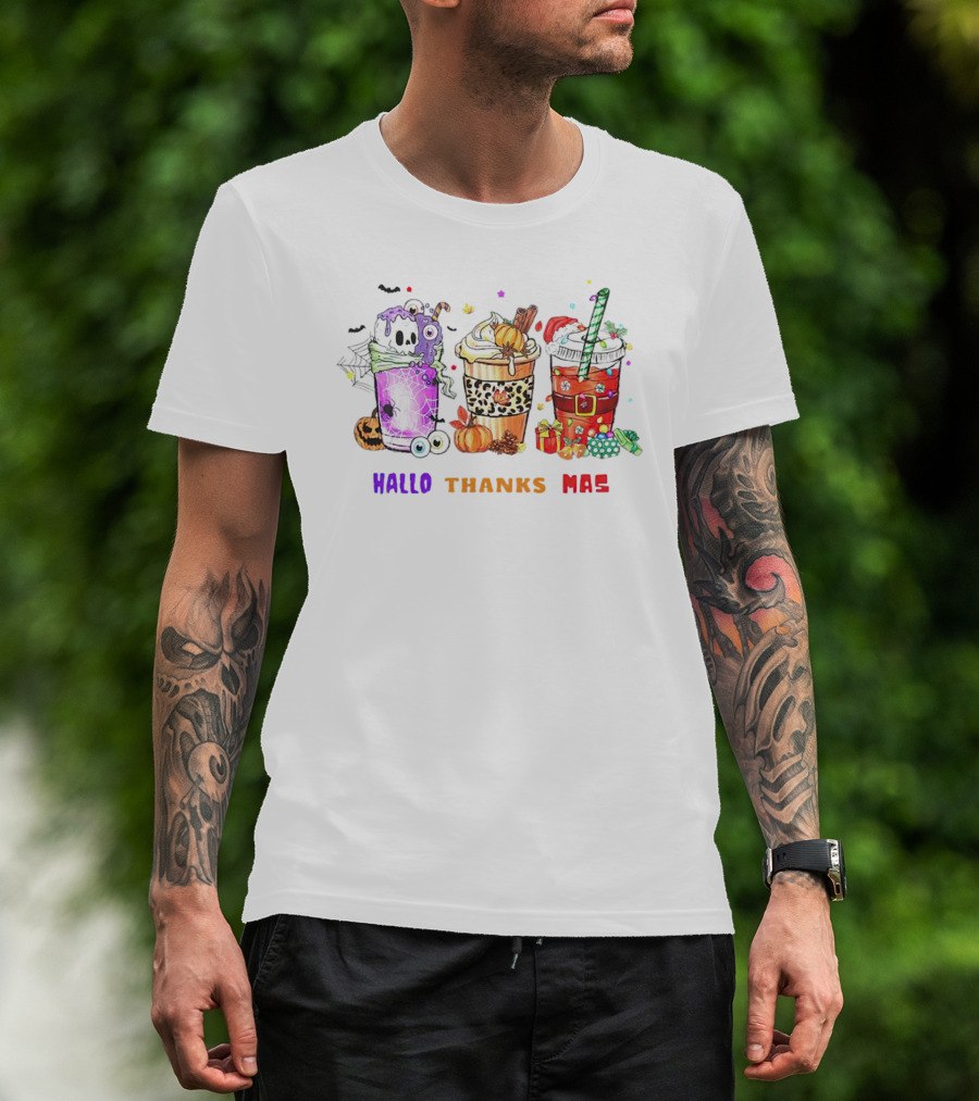 Coffee Halloween Thanksgiving Christmas Hallo Thanks Mas T-Shirt