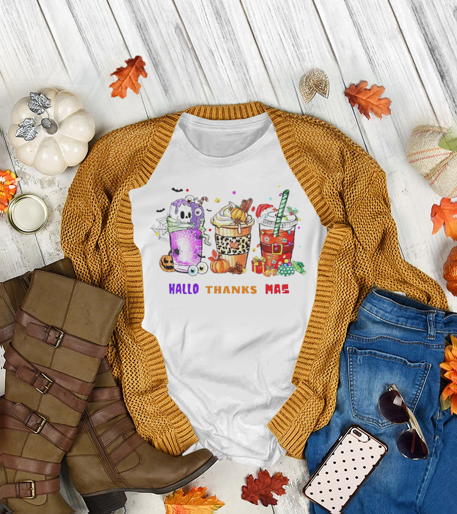 Coffee Halloween Thanksgiving Christmas Hallo Thanks Mas T-Shirt