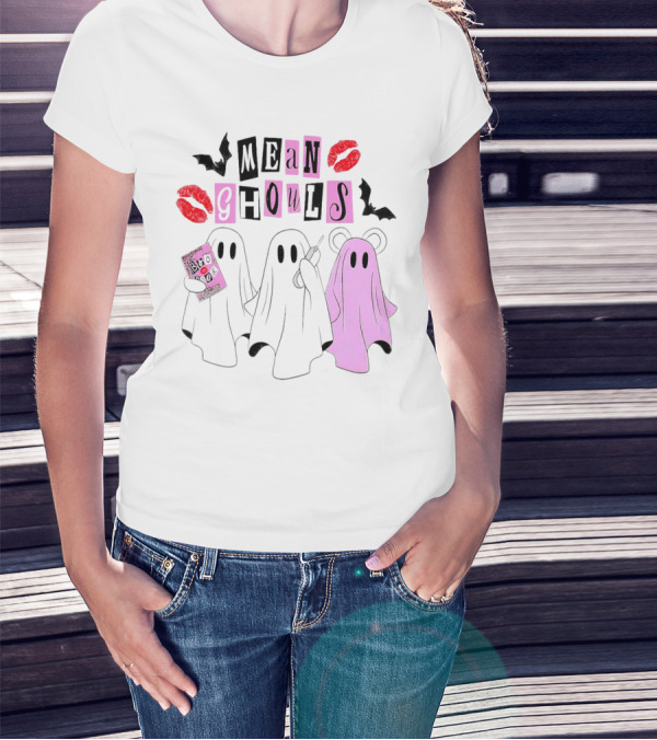 Mean Girls Mean Ghouls Halloween Boo Sheet Lipstick Bat Ghosts T-Shirt