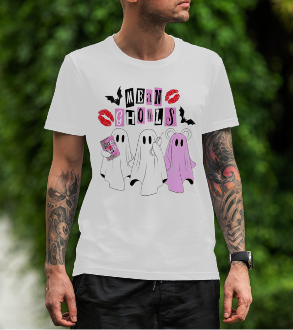 Mean Girls Mean Ghouls Halloween Boo Sheet Lipstick Bat Ghosts T-Shirt