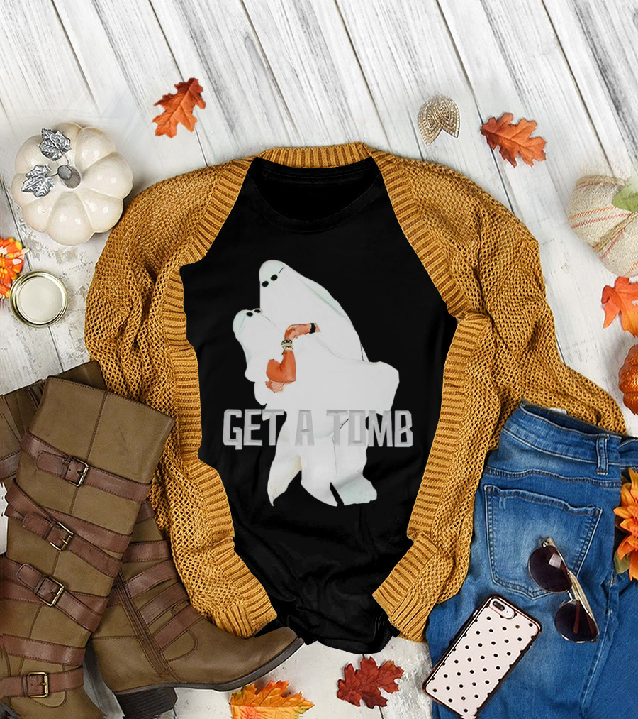 GET A TOMB Ghosts Carrying Figure Halloween Humor T-Shirt