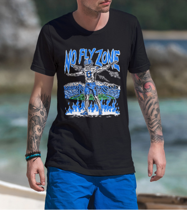 BYU Football Skeleton No Fly Zone Airplanes Mountains Flames T-Shirt