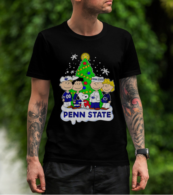 Peanuts Penn State Christmas Nittany Lions Snoopy And Friends Holiday Tree T-Shirt