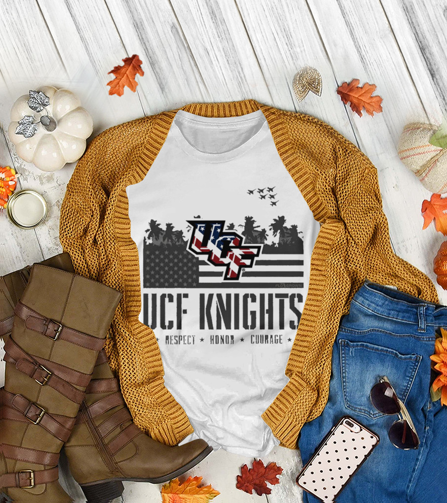 UCF Knights Respect Honor Courage American Flag T-Shirt
