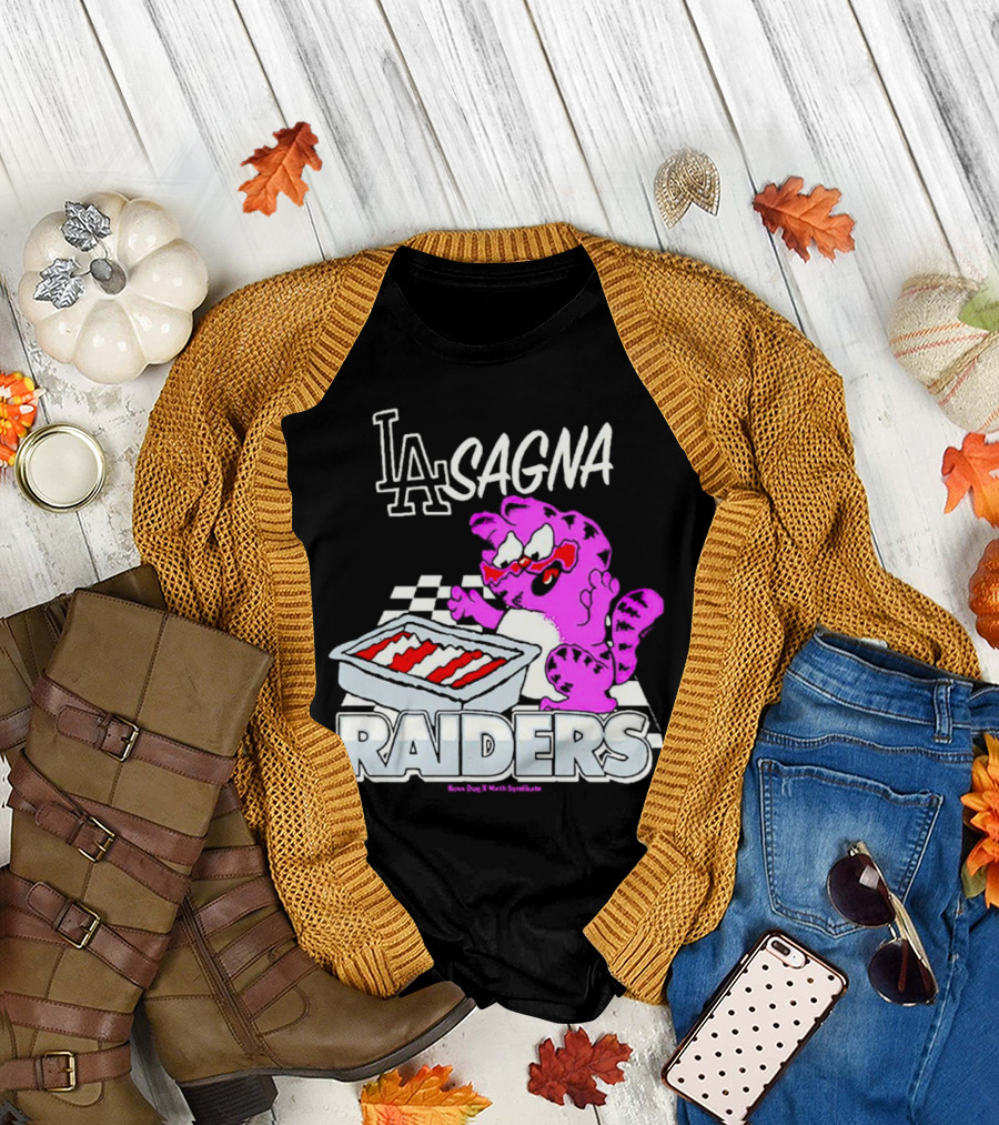 Garfield Lasagna Raiders LA Pink Cat Northumberland T-Shirt