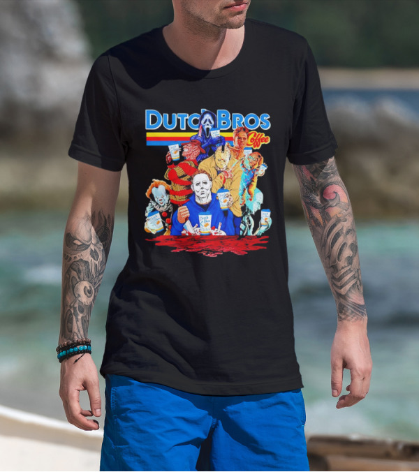 Dutch Bros Coffee Horror Movie Characters Halloween T-Shirt